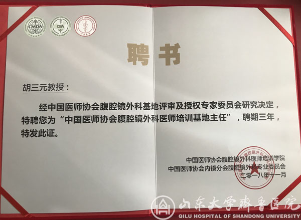 我院获批“中国医师协会腹腔镜外科医师培训基地”